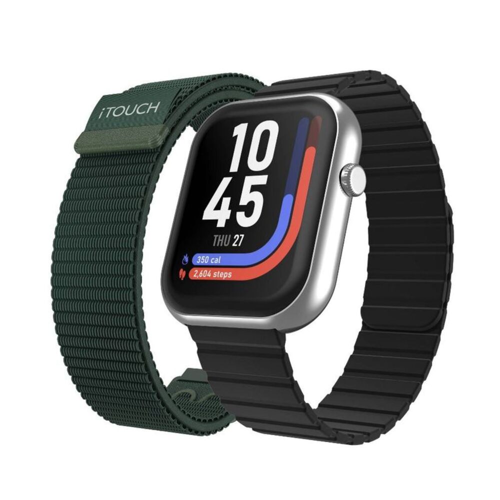 iTouch Air 5 Silver Case with 1 magnetic and 1 nylon strap Smartwatch Set